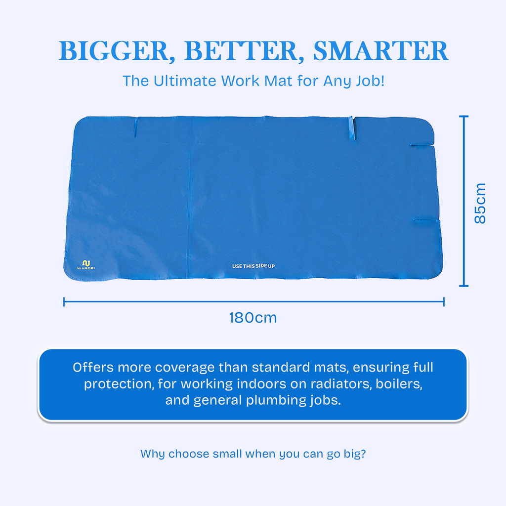 Plumbers Floor Protector Mat - Non-Slip, Water-Resistant Protective Work Surface for Professional and DIY Projects - Chemical-Proof Carpet Guard with Carry Pouch - Plumbing Tools and Equipment - Blue