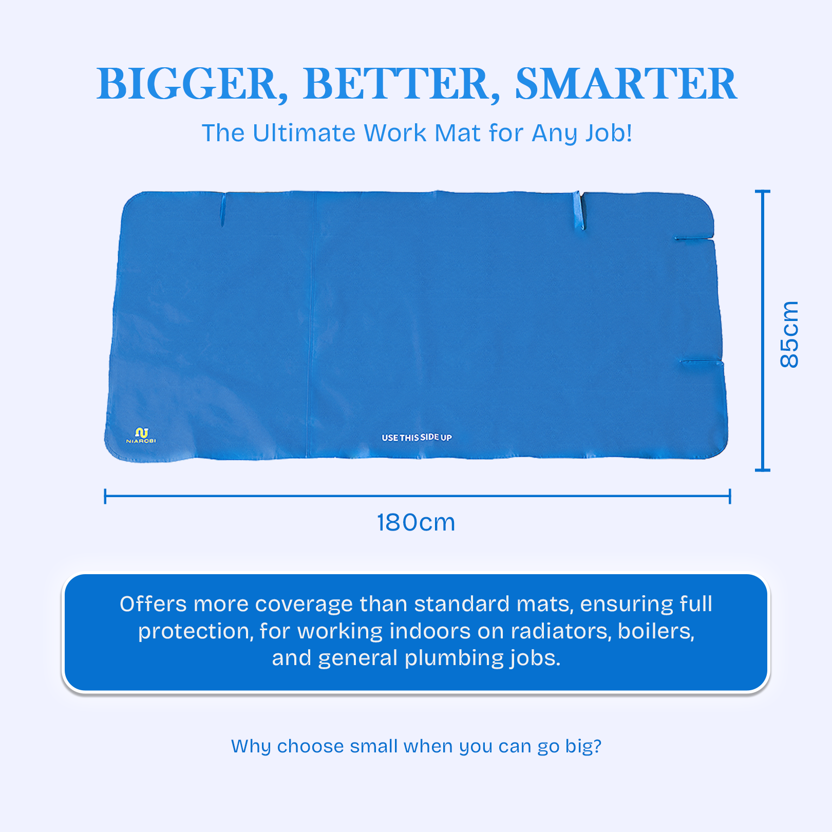 Plumbers Floor Protector Mat - Non-Slip, Water-Resistant Protective Work Surface for Professional and DIY Projects - Chemical-Proof Carpet Guard with Carry Pouch - Plumbing Tools and Equipment - Blue