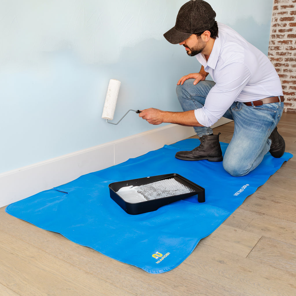 Plumbers Floor Protector Mat - Non-Slip, Water-Resistant Protective Work Surface for Professional and DIY Projects - Chemical-Proof Carpet Guard with Carry Pouch - Plumbing Tools and Equipment - Blue
