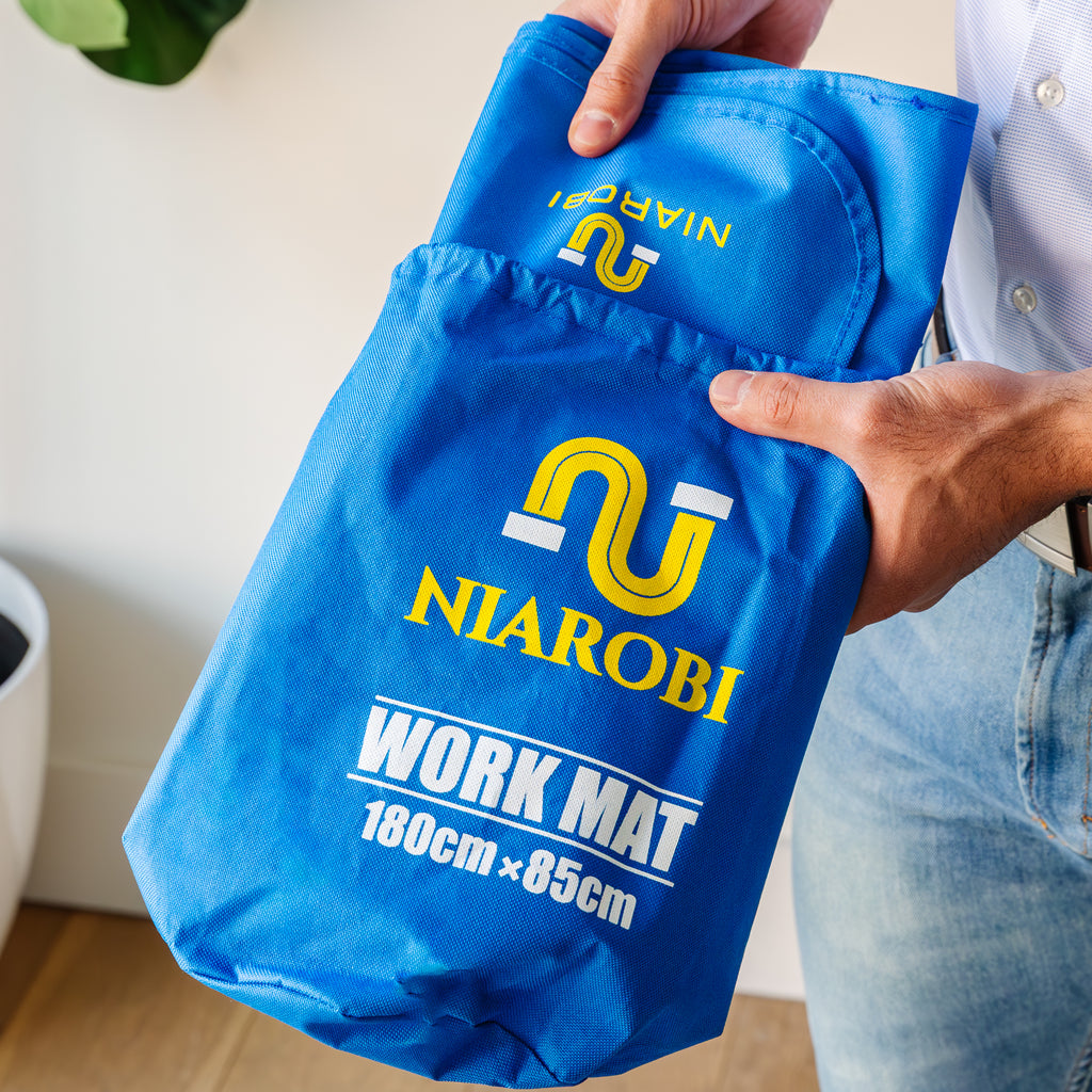 Plumbers Floor Protector Mat - Non-Slip, Water-Resistant Protective Work Surface for Professional and DIY Projects - Chemical-Proof Carpet Guard with Carry Pouch - Plumbing Tools and Equipment - Blue