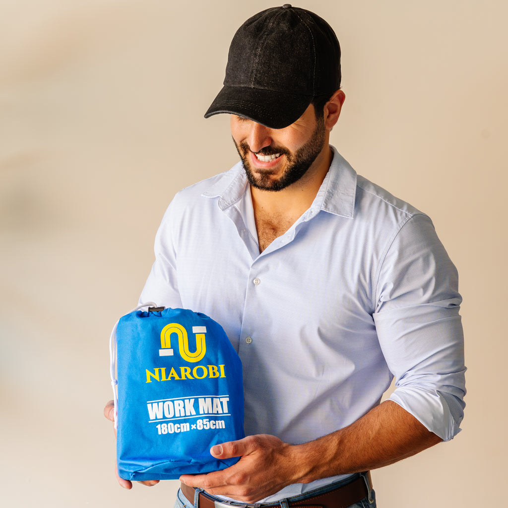 Plumbers Floor Protector Mat - Non-Slip, Water-Resistant Protective Work Surface for Professional and DIY Projects - Chemical-Proof Carpet Guard with Carry Pouch - Plumbing Tools and Equipment - Blue