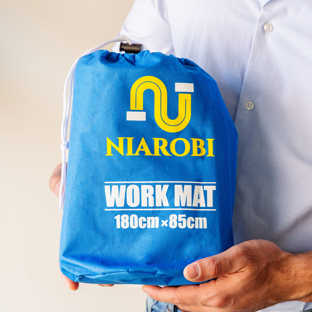 Plumbers Floor Protector Mat - Non-Slip, Water-Resistant Protective Work Surface for Professional and DIY Projects - Chemical-Proof Carpet Guard with Carry Pouch - Plumbing Tools and Equipment - Blue