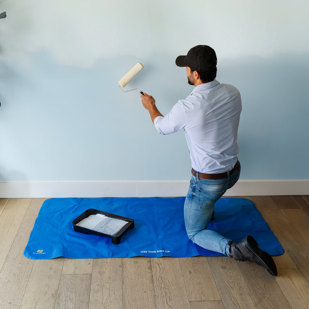 Plumbers Floor Protector Mat - Non-Slip, Water-Resistant Protective Work Surface for Professional and DIY Projects - Chemical-Proof Carpet Guard with Carry Pouch - Plumbing Tools and Equipment - Blue